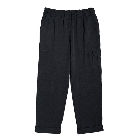Joe Benbasset Black Paperbag Waist Cuffed Cargo Pants Lightweight Juniors Large - Picture 3 of 14